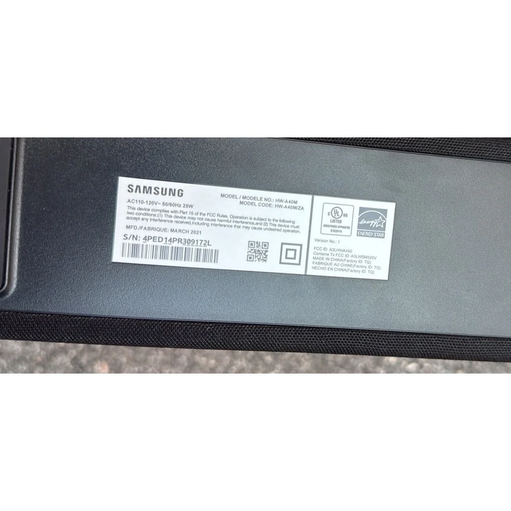 Samsung HW-A40M Soundbar 2.1 Channel Home Theater Audio Black HW-A40M/ZA